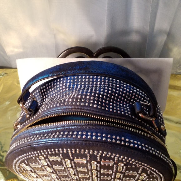 Metallic blue 2 pc Handbag - Picture 4 of 8